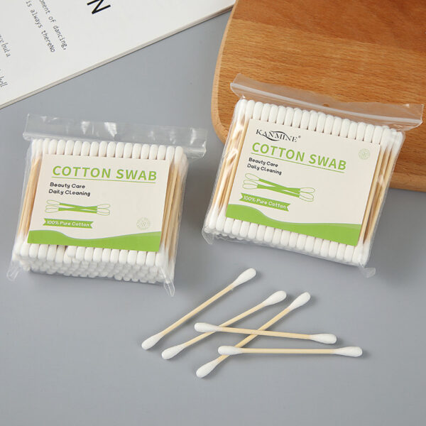 Zip Lock Bag 100 Count Bamboo Stick Cotton Swabs - Image 2