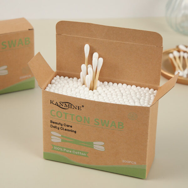 Bamboo Cotton Swabs 100/200 Count in Paper Box - Image 2