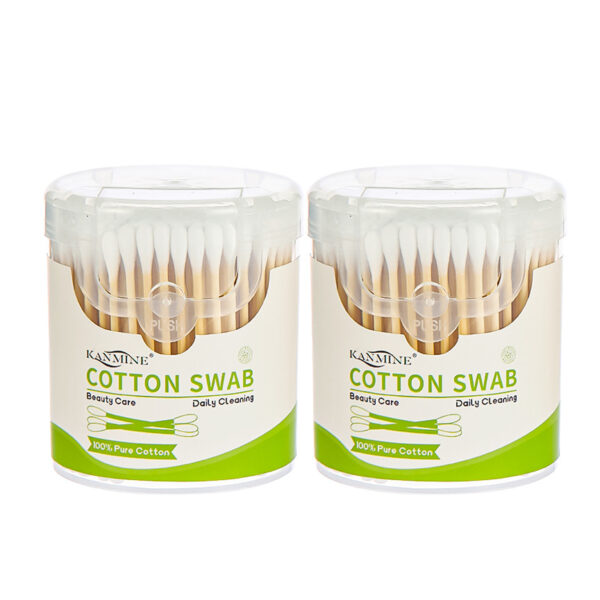 100/200 Count Bamboo Stick Cotton Swabs in Plastic Box - Image 2