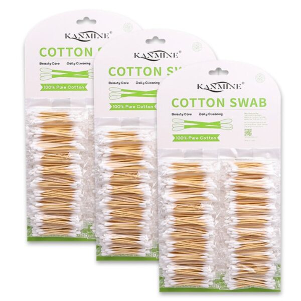 Bamboo Cotton Swabs In Small Packs Attached To Cardboard (20 Pcs/Pack, 20 Packs) - Image 3